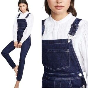 WeWoreWhat Basic Dark Denim Cutoff Overalls XS Jumpsuit Blue Coastal Cowgirl